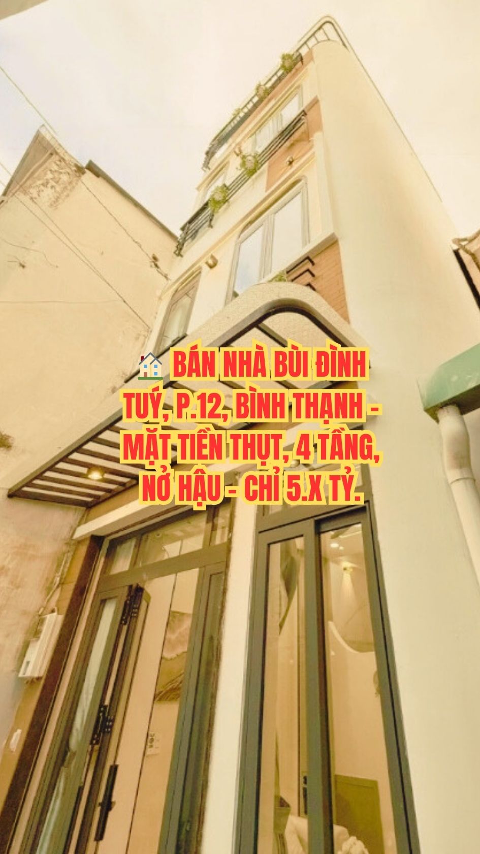 BÁN NHÀ BÙI ĐÌNH TUÝ, P.12, BÌNH THẠNH , 4 TẦNG, NỞ HẬU - CHỈ 5.X TỶ